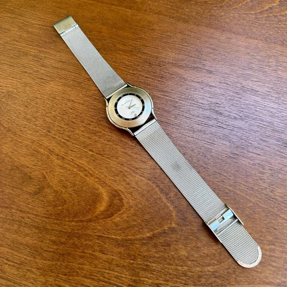 Mathey Tissot Vintage Ladies Silver Watch Adjustable Band 1980s